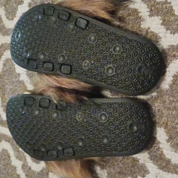 FUR slides, VALPEAK, cruelty free, brown & black faux fur size 10 - Picture 6 of 6